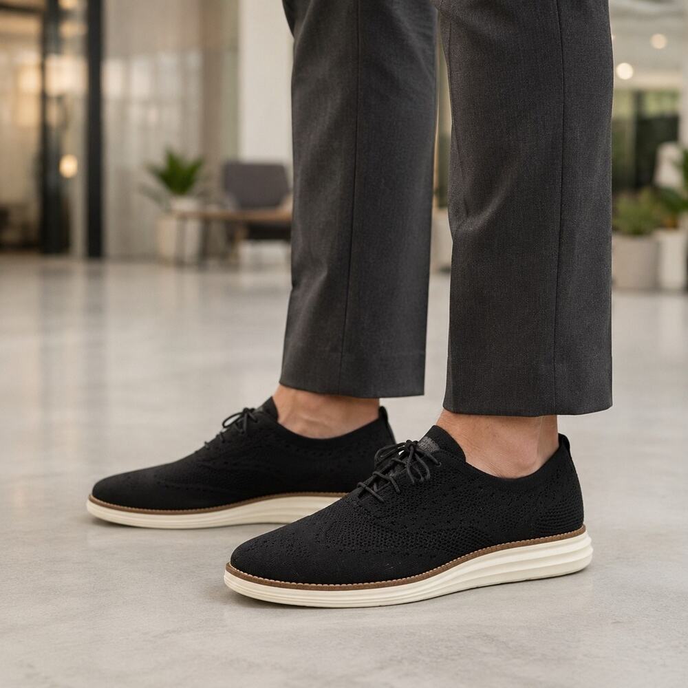 Cole Haan Original Grand Stitchlite Wingtip Oxford C27959 Black/Ivory 11 M NIB